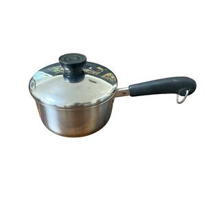 Vintage 1801 Revere Ware 1 Qt Copper Bottom Saucepan Pot w/ Lid Clinton USA